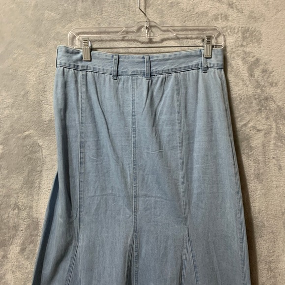 Hersy Light Wash Denim Maxi Skirt Flare A-Line Jean Style Size L - Picture 5 of 10